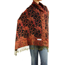 Load image into Gallery viewer, Women&#39;s Paisley Pashmina Scarf - Black Rust