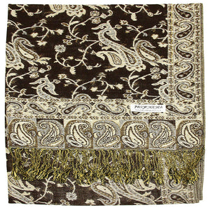 Women's Paisley Pashmina Scarf - Dark Brown