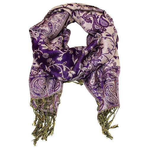 Women's Paisley Pashmina Scarf - Purple