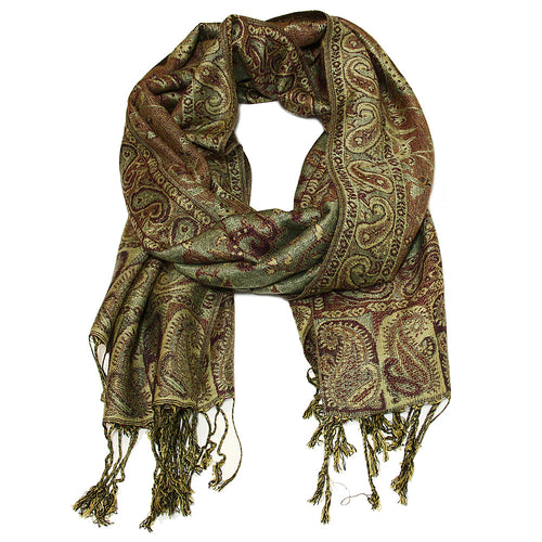 Women's Paisley Pashmina Scarf - Green