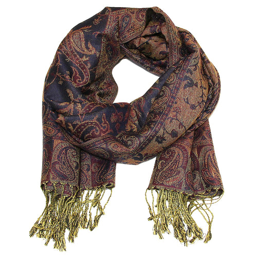 Women's Paisley Pashmina Scarf - Eggplant Purple