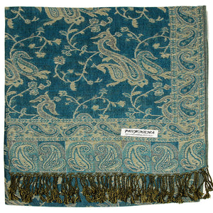 Women's Paisley Pashmina Scarf - Teal