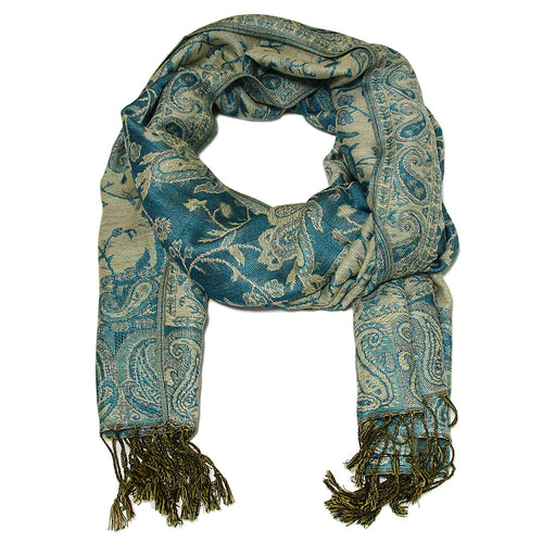 Women's Paisley Pashmina Scarf - Teal