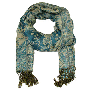 Women's Paisley Pashmina Scarf - Teal
