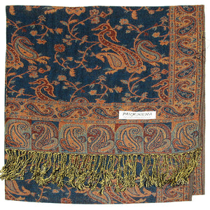 Women's Paisley Pashmina Scarf - Cyan