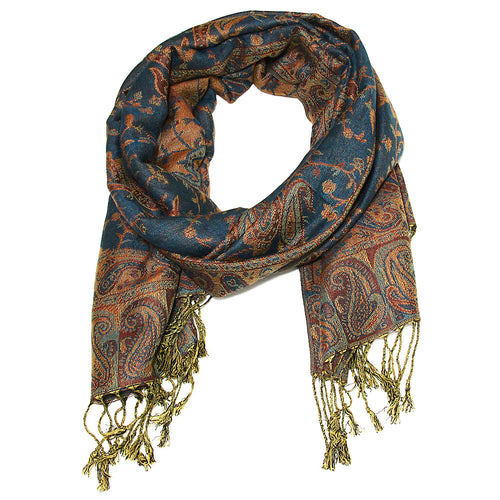 Women's Paisley Pashmina Scarf - Cyan