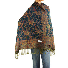Load image into Gallery viewer, Women&#39;s Paisley Pashmina Scarf - Cyan