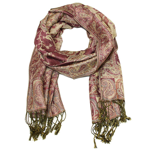 Women's Paisley Pashmina Scarf - Pink