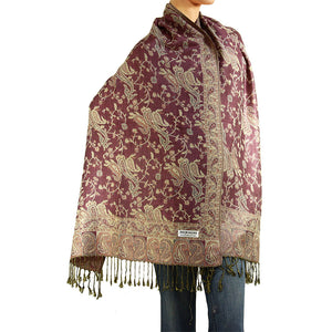 Women's Paisley Pashmina Scarf - Pink