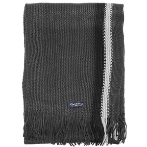 Men Striped Knitted Winter Scarf - Dark Grey