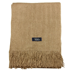 Men Solid Knitted Winter Scarf - Beige