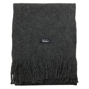 Men Solid Knitted Winter Scarf - Dark Grey