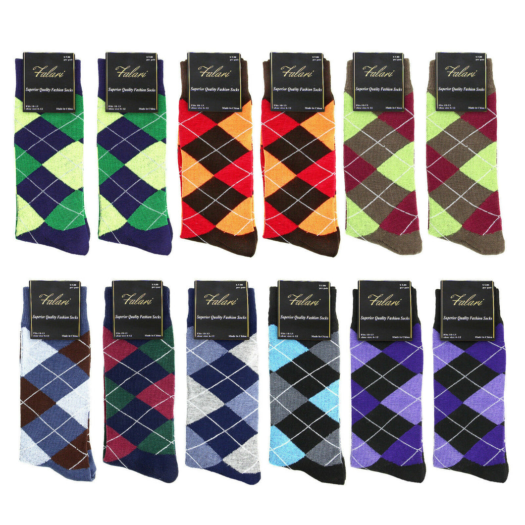 12 Pairs Argyle Casual Dress Socks