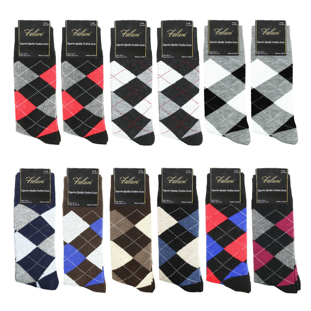 12 Pairs Argyle Casual Dress Socks