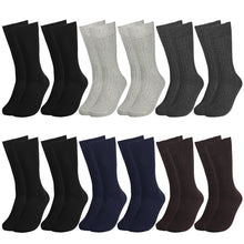 Load image into Gallery viewer, 12 Pairs Solid Color Ribbed Casual Dress Socks