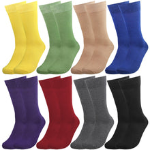 Load image into Gallery viewer, Falari Men 8 Pairs Colorful Solid Novelty Crazy Combed Casual Dress Socks 932