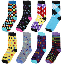 Load image into Gallery viewer, Falari Men 8 Pairs Colorful Novelty Crazy Combed Casual Dress Socks