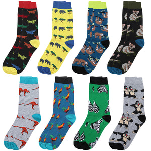 Falari Men 8 Pairs Colorful Novelty Crazy Combed Casual Dress Socks