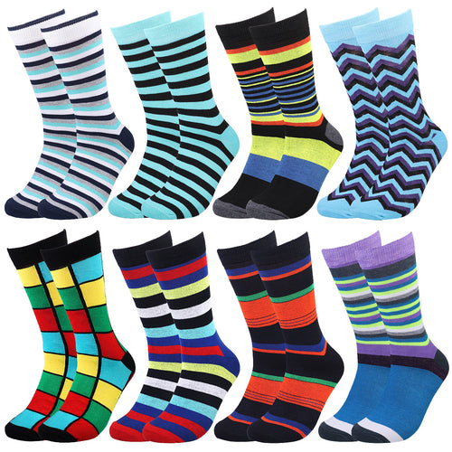 Falari Men 8 Pairs Colorful Novelty Crazy Combed Casual Dress Socks