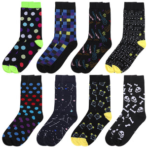 Falari Men 8 Pairs Colorful Novelty Crazy Combed Casual Dress Socks