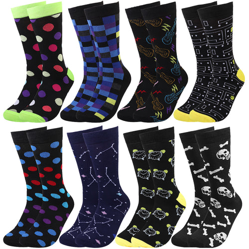 Falari Men 8 Pairs Colorful Novelty Crazy Combed Casual Dress Socks