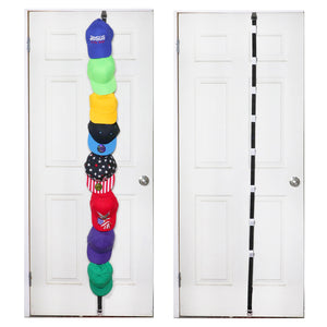 Baseball Cap Rack Holder Over The Door Adjustable Size Multi-Purpose Organizer