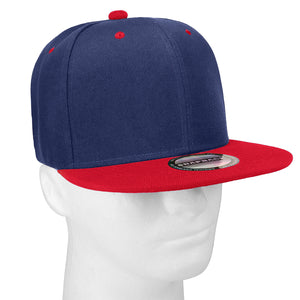 Hip Hop Style Snapback Hat Flat Bill Adjustable Size - Navy/Red