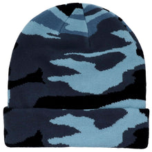 Load image into Gallery viewer, Knitted Beanie Hat - Blue Camouflage