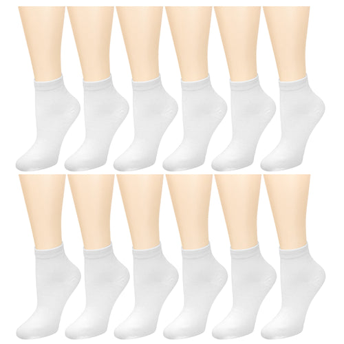 12-Pack Women's Ankle Socks White