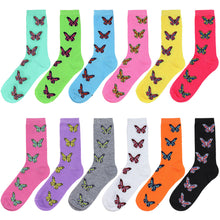 Load image into Gallery viewer, 12-Pack Women&#39;s Crew Socks - Butterfly