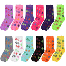 Load image into Gallery viewer, 12-Pack Women&#39;s Crew Socks - Peace Sign
