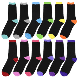 12-Pack Women's Crew Socks - Two Tone
