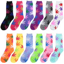 Load image into Gallery viewer, 12-Pack Women&#39;s Crew Socks Leaves