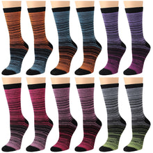 Load image into Gallery viewer, 12-Pack Women&#39;s Crew Socks - Universal Striped