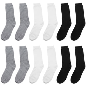 12-Pack Women's Crew Socks Black Grey White
