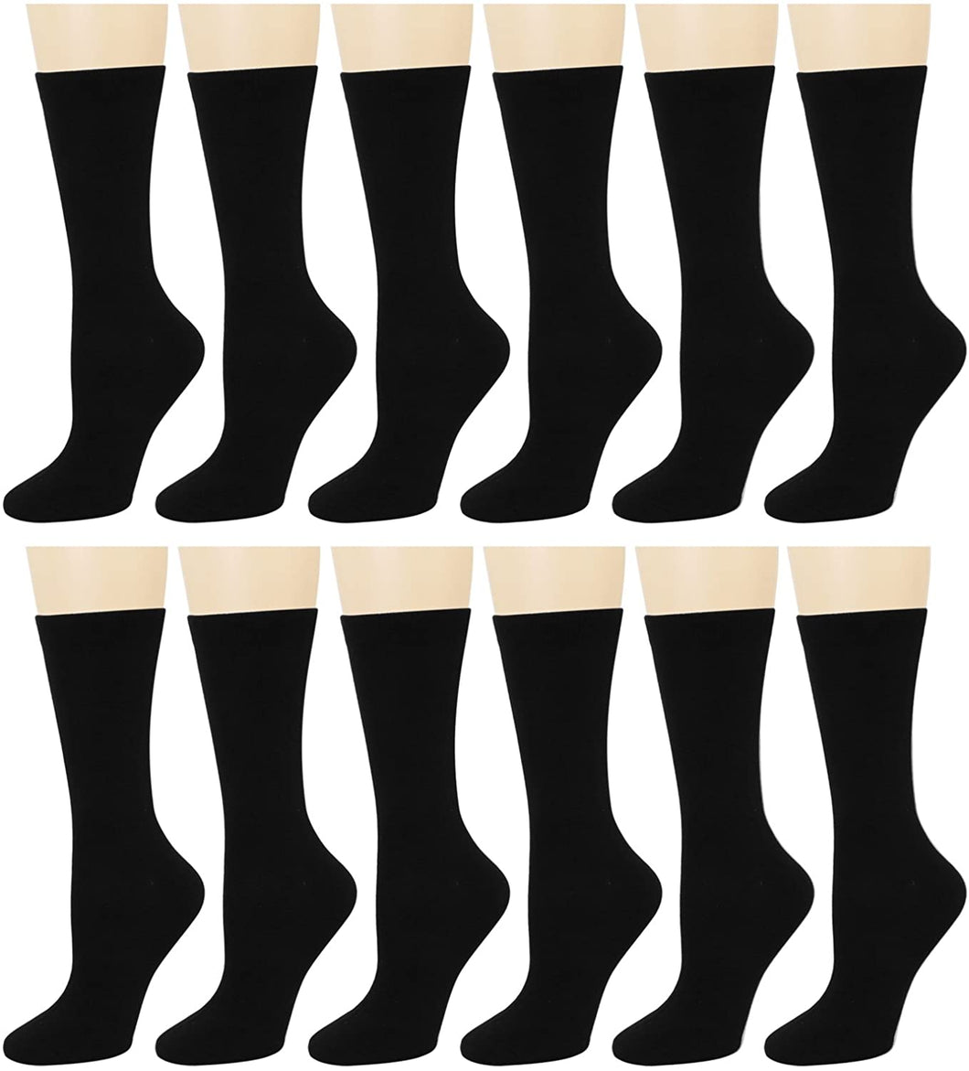 12-Pack Women's Crew Socks Black