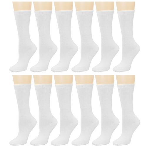 12-Pack Women's Crew Socks - White
