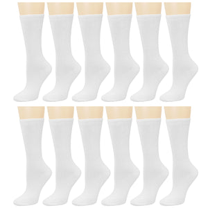 12-Pack Women's Crew Socks - White
