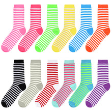 Load image into Gallery viewer, 12-Pack Women&#39;s Crew Socks - Striped