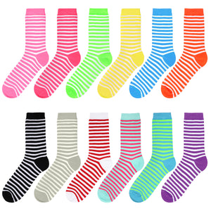 12-Pack Women's Crew Socks - Striped