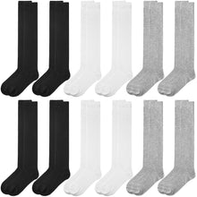 Load image into Gallery viewer, 12 Pairs Women Knee High Over the Calf Socks - Black Gray White