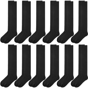 12 Pairs Women Knee High Over the Calf Socks - Black