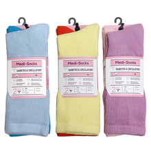 Load image into Gallery viewer, Falari Women Diabetic Socks Diabetes Edema and Circulatory Loose Fitting Cotton Crew Socks - 6 Pairs Assorted