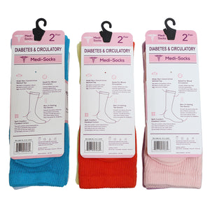 Falari Women Diabetic Socks Diabetes Edema and Circulatory Loose Fitting Cotton Crew Socks - 6 Pairs Assorted