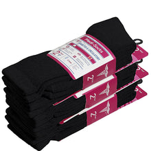 Load image into Gallery viewer, Falari Women Diabetic Socks Diabetes Edema and Circulatory Loose Fitting Cotton Crew Socks - 6 Pairs Black
