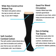Load image into Gallery viewer, Falari Women Diabetic Socks Diabetes Edema and Circulatory Loose Fitting Cotton Crew Socks - 6 Pairs Black