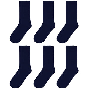 Falari Women Diabetic Socks Diabetes Edema and Circulatory Loose Fitting Cotton Crew Socks - 6 Pairs Navy