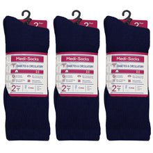 Load image into Gallery viewer, Falari Women Diabetic Socks Diabetes Edema and Circulatory Loose Fitting Cotton Crew Socks - 6 Pairs Navy