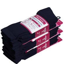 Load image into Gallery viewer, Falari Women Diabetic Socks Diabetes Edema and Circulatory Loose Fitting Cotton Crew Socks - 6 Pairs Navy