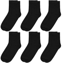 Load image into Gallery viewer, Falari Women Diabetic Socks Diabetes Edema and Circulatory Loose Fitting Cotton Quarter Socks - 6 Pairs Black